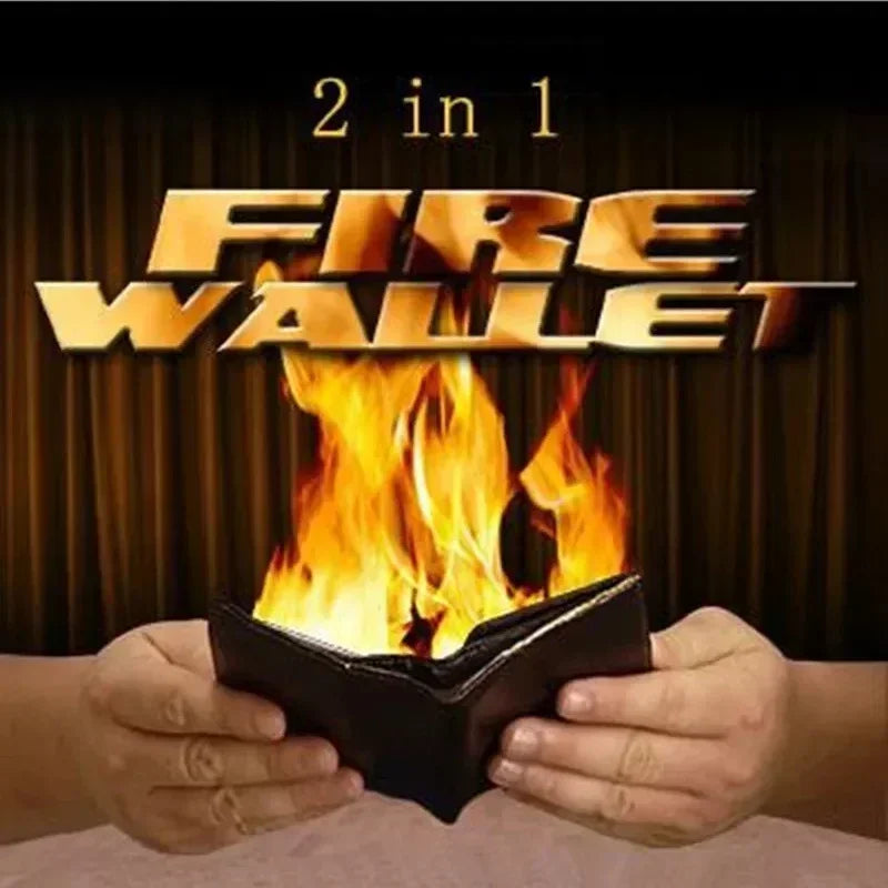 Newest 2-in-1 Fire Wallet - Magic Techniques Stage Magic Props Street Card Magic Fun Illusion Magician Wallet Portable Lighter